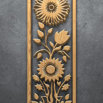 Intra απο ξύλο plywood  Χρώμα wenge 3mm-4mm πάχος - Floral κάθετα πάνελ κοπής με λέιζερ Δίασταση 3200x7200 cm INTRAFABR-87854652 - Image 3