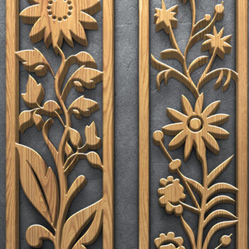 Intra απο ξύλο plywood  Χρώμα wenge 3mm-4mm πάχος - Floral κάθετα πάνελ κοπής με λέιζερ Δίασταση 3200x7200 cm INTRAFABR-87854652 - Image 4