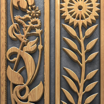 Intra απο ξύλο plywood  Χρώμα wenge 3mm-4mm πάχος - Floral κάθετα πάνελ κοπής με λέιζερ Δίασταση 3200x7200 cm INTRAFABR-87854652 - Image 5