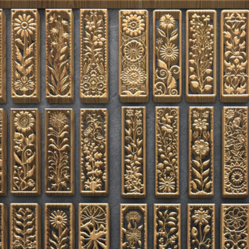 Intra απο ξύλο plywood  Χρώμα wenge 3mm-4mm πάχος - Floral κάθετα πάνελ κοπής με λέιζερ Δίασταση 3200x7200 cm INTRAFABR-87854126 - Image 1