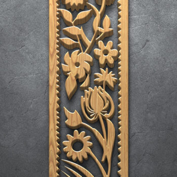 Intra απο ξύλο plywood  Χρώμα wenge 3mm-4mm πάχος - Floral κάθετα πάνελ κοπής με λέιζερ Δίασταση 3200x7200 cm INTRAFABR-87854126 - Image 3