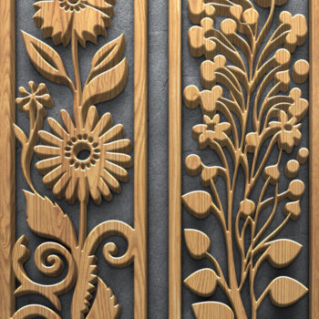 Intra απο ξύλο plywood  Χρώμα wenge 3mm-4mm πάχος - Floral κάθετα πάνελ κοπής με λέιζερ Δίασταση 3200x7200 cm INTRAFABR-87854126 - Image 4