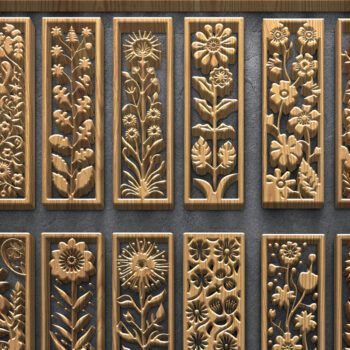 Intra απο ξύλο plywood Χρώμα wenge 3mm-4mm πάχος - Floral κάθετα πάνελ κοπής με λέιζερ Δίασταση 3200x7200 cm INTRAFABR-83082870 - Image 1