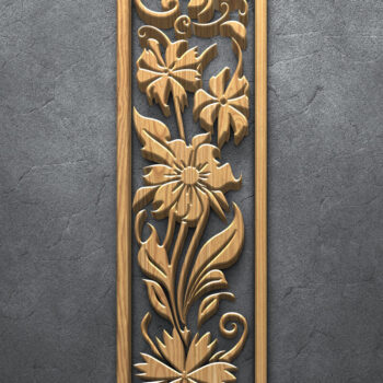 Intra απο ξύλο plywood Χρώμα wenge 3mm-4mm πάχος - Floral κάθετα πάνελ κοπής με λέιζερ Δίασταση 3200x7200 cm INTRAFABR-83082870 - Image 4