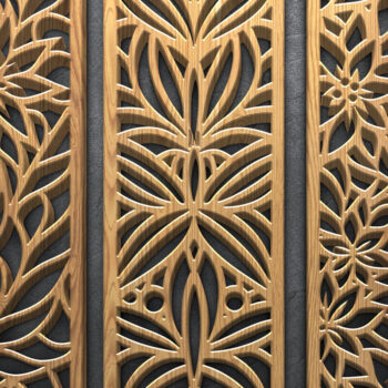 Intra απο ξύλο plywood  Χρώμα wenge 3mm-4mm πάχος - Πάνελ με φλοράλ βιολί με λέιζερ Δίασταση 3600x5400 cm INTRAFABR-89271430 - Image 2