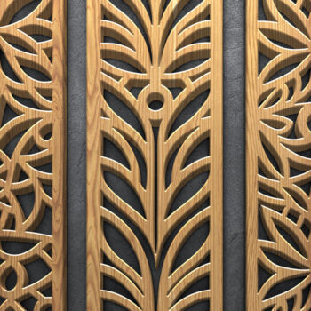 Intra απο ξύλο plywood  Χρώμα wenge 3mm-4mm πάχος - Πάνελ με φλοράλ βιολί με λέιζερ Δίασταση 3600x5400 cm INTRAFABR-89271430 - Image 3