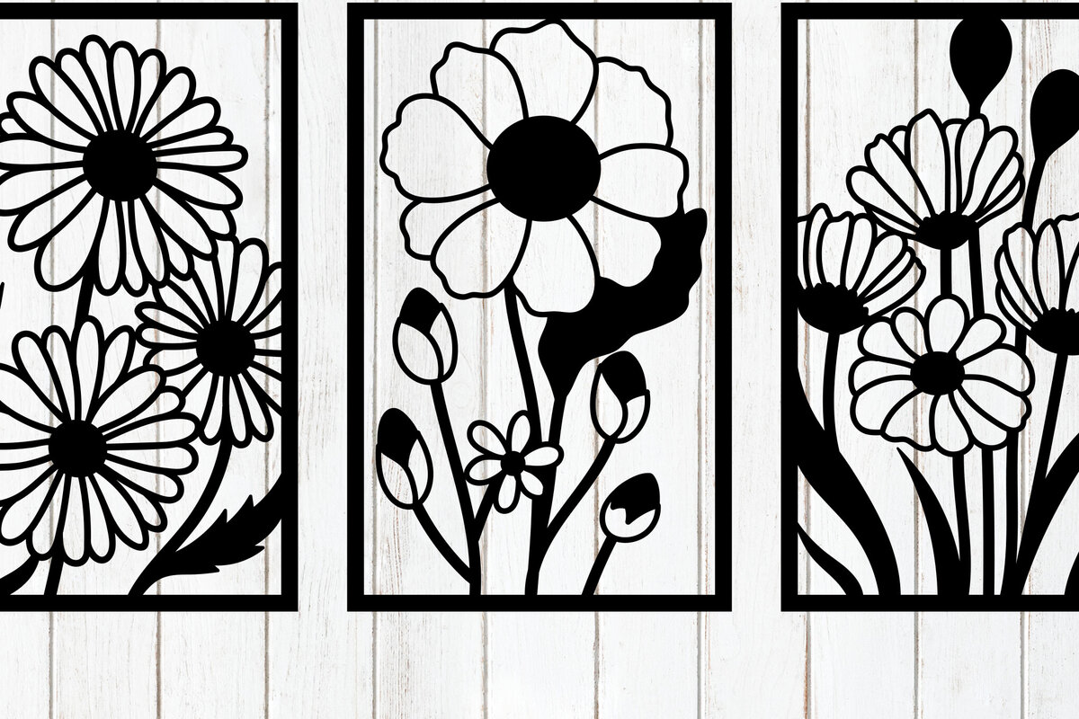 Intra απο ξύλο plywood  Χρώμα wenge 3mm-4mm πάχος - Σετ πάνελ τοίχου με λουλούδια Δίασταση 6x6 cm INTRAFABR-120390099