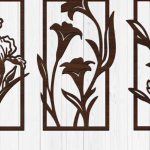 Intra απο ξύλο plywood  Χρώμα wenge 3mm-4mm πάχος - Πάνελ τέχνης τοίχου με λουλούδια με λέιζερ Δίασταση 30x20 cm INTRAFABR-120390108