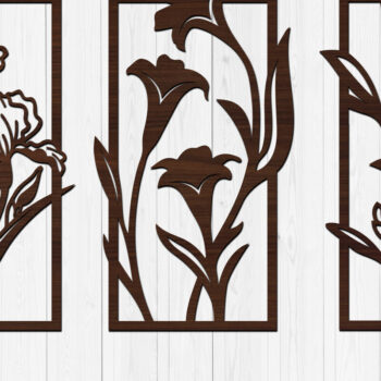 Intra απο ξύλο plywood  Χρώμα wenge 3mm-4mm πάχος - Πάνελ τέχνης τοίχου με λουλούδια με λέιζερ Δίασταση 30x20 cm INTRAFABR-120390108 - Image 1