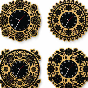 Intra απο ξύλο plywood  Χρώμα wenge 3mm-4mm πάχος - Floral Ρολόι Τοίχου Σχεδιασμός Δίασταση 30x20 cm INTRAFABR-32504219