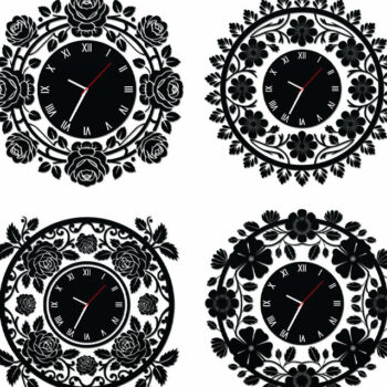 Intra απο ξύλο plywood  Χρώμα wenge 3mm-4mm πάχος - Floral Ρολόι Τοίχου Σχεδιασμός Δίασταση 30x20 cm INTRAFABR-32504219 - Image 2