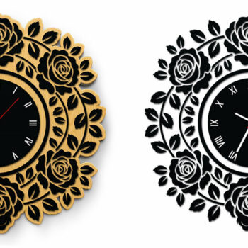 Intra απο ξύλο plywood  Χρώμα wenge 3mm-4mm πάχος - Floral Ρολόι Τοίχου Σχεδιασμός Δίασταση 30x20 cm INTRAFABR-32504219 - Image 3