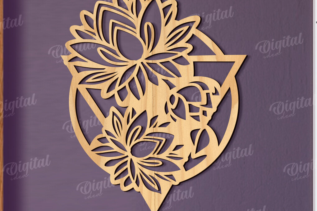 Intra απο ξύλο plywood  Χρώμα wenge 3mm-4mm πάχος - Floral διακόσμηση τοίχου Δίασταση 30x20 cm INTRAFABR-111650561