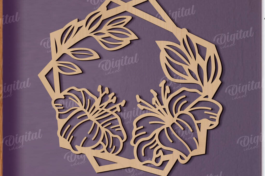 Intra απο ξύλο plywood  Χρώμα wenge 3mm-4mm πάχος - Floral διακόσμηση τοίχου Δίασταση 30x20 cm INTRAFABR-120381726