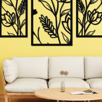 Intra απο ξύλο plywood Χρώμα wenge 3mm-4mm πάχος - Floral διακόσμηση τοίχου με λέιζερ 11 Δίασταση 30x20 cm INTRAFABR-117980623 - Image 3