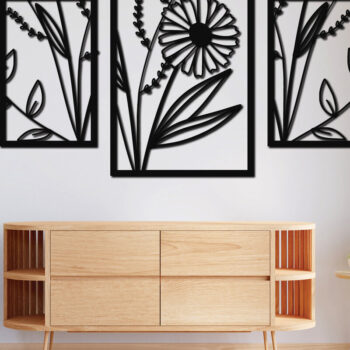 Intra απο ξύλο plywood  Χρώμα wenge 3mm-4mm πάχος - Floral διακόσμηση τοίχου με λέιζερ 13 Δίασταση 30x20 cm INTRAFABR-120038665 - Image 1