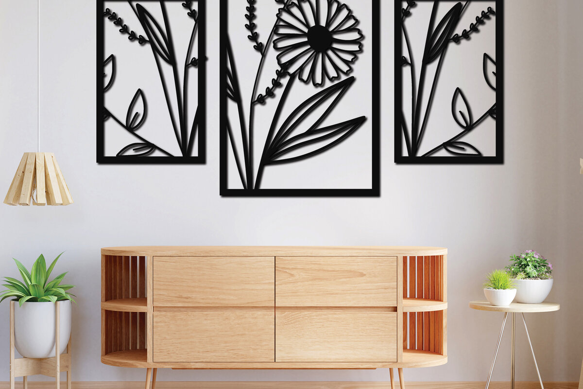 Intra απο ξύλο plywood  Χρώμα wenge 3mm-4mm πάχος - Floral διακόσμηση τοίχου με λέιζερ 13 Δίασταση 30x20 cm INTRAFABR-120038665