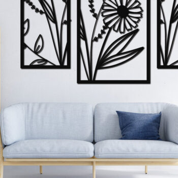 Intra απο ξύλο plywood  Χρώμα wenge 3mm-4mm πάχος - Floral διακόσμηση τοίχου με λέιζερ 13 Δίασταση 30x20 cm INTRAFABR-120038665 - Image 2