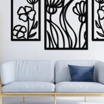 Intra απο ξύλο plywood  Χρώμα wenge 3mm-4mm πάχος - Floral διακόσμηση τοίχου με λέιζερ 14 Δίασταση 30x20 cm INTRAFABR-120039486 - Image 1