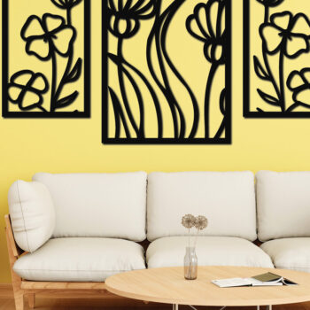 Intra απο ξύλο plywood  Χρώμα wenge 3mm-4mm πάχος - Floral διακόσμηση τοίχου με λέιζερ 14 Δίασταση 30x20 cm INTRAFABR-120039486 - Image 2