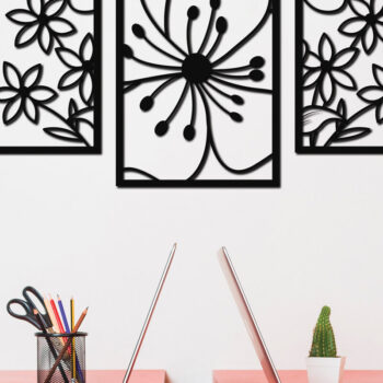 Intra απο ξύλο plywood  Χρώμα wenge 3mm-4mm πάχος - Floral διακόσμηση τοίχου με λέιζερ 15 Δίασταση 30x20 cm INTRAFABR-61316094 - Image 1