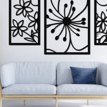 Intra απο ξύλο plywood  Χρώμα wenge 3mm-4mm πάχος - Floral διακόσμηση τοίχου με λέιζερ 15 Δίασταση 30x20 cm INTRAFABR-61316094 - Image 2