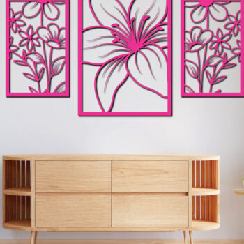 Intra απο ξύλο plywood Χρώμα wenge 3mm-4mm πάχος - Διακόσμηση τοίχου με λουλούδια Πακέτο 6 Δίασταση 30x20 cm INTRAFABR-72733019 - Image 2