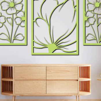 Intra απο ξύλο plywood  Χρώμα wenge 3mm-4mm πάχος - Floral διακόσμηση τοίχου με λέιζερ σχέδιο 3 Δίασταση 30x20 cm INTRAFABR-24389953 - Image 2