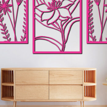 Intra απο ξύλο plywood  Χρώμα wenge 3mm-4mm πάχος - Floral διακόσμηση τοίχου με λέιζερ Σχέδιο 7 Δίασταση 30x20 cm INTRAFABR-28081975 - Image 1