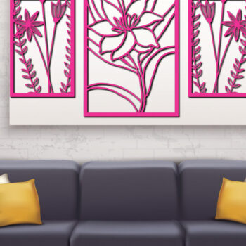 Intra απο ξύλο plywood  Χρώμα wenge 3mm-4mm πάχος - Floral διακόσμηση τοίχου με λέιζερ Σχέδιο 7 Δίασταση 30x20 cm INTRAFABR-28081975 - Image 3