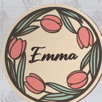 Intra απο ξύλο plywood  Χρώμα wenge 3mm-4mm πάχος - Πλακέτα τοίχου Floral | CNC Δίασταση 30x20 cm INTRAFABR-70939235 - Image 1