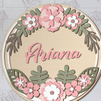 Intra απο ξύλο plywood  Χρώμα wenge 3mm-4mm πάχος - Πλακέτα τοίχου Floral | CNC Δίασταση 30x20 cm INTRAFABR-70939289 - Image 1