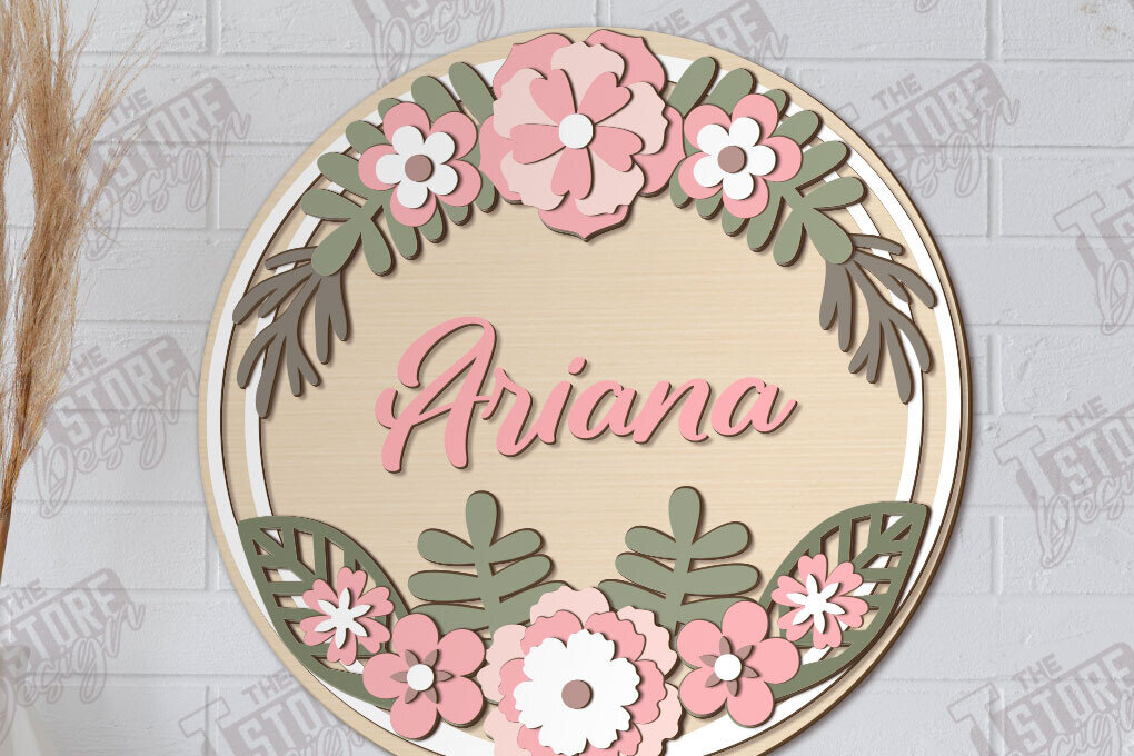 Intra απο ξύλο plywood  Χρώμα wenge 3mm-4mm πάχος - Πλακέτα τοίχου Floral | CNC Δίασταση 30x20 cm INTRAFABR-70939289