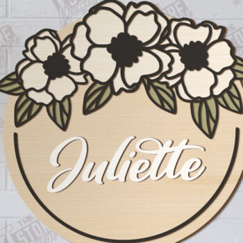 Intra απο ξύλο plywood  Χρώμα wenge 3mm-4mm πάχος - Πλακέτα τοίχου Floral | CNC Δίασταση 30x20 cm INTRAFABR-70939380 - Image 1