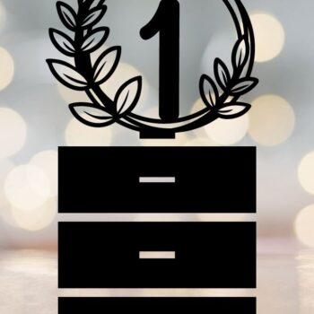 Intra απο ξύλο plywood  Χρώμα wenge 3mm-4mm πάχος - Floral νούμερα τραπεζιού γάμου Δίασταση 10x8 cm INTRAFABR-70938917 - Image 3