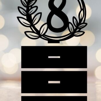 Intra απο ξύλο plywood  Χρώμα wenge 3mm-4mm πάχος - Floral νούμερα τραπεζιού γάμου Δίασταση 10x8 cm INTRAFABR-70938917 - Image 10