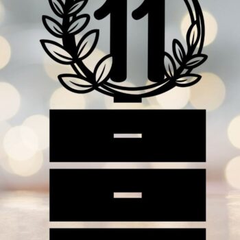 Intra απο ξύλο plywood  Χρώμα wenge 3mm-4mm πάχος - Floral νούμερα τραπεζιού γάμου Δίασταση 10x8 cm INTRAFABR-70938917 - Image 13