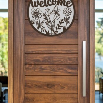 Intra απο ξύλο plywood  Χρώμα wenge 3mm-4mm πάχος - Floral Σήμα καλωσορίσματος , Πινακίδα πόρτας Δίασταση 4x4 cm INTRAFABR-70938986 - Image 2