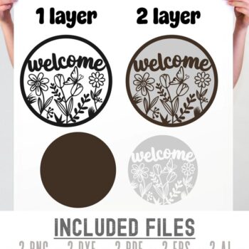 Intra απο ξύλο plywood  Χρώμα wenge 3mm-4mm πάχος - Floral Σήμα καλωσορίσματος , Πινακίδα πόρτας Δίασταση 4x4 cm INTRAFABR-70938986 - Image 3