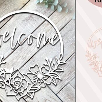 Intra απο ξύλο plywood Χρώμα wenge 3mm-4mm πάχος - Floral Welcome Wreath Δίασταση 30x20 cm INTRAFABR-70939011 - Image 1