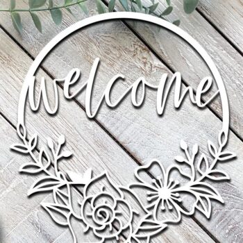 Intra απο ξύλο plywood Χρώμα wenge 3mm-4mm πάχος - Floral Welcome Wreath Δίασταση 30x20 cm INTRAFABR-70939011 - Image 3