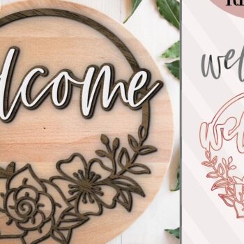 Intra απο ξύλο plywood  Χρώμα wenge 3mm-4mm πάχος - Floral Welcome Wreath Δίασταση 30x20 cm INTRAFABR-70939032 - Image 1