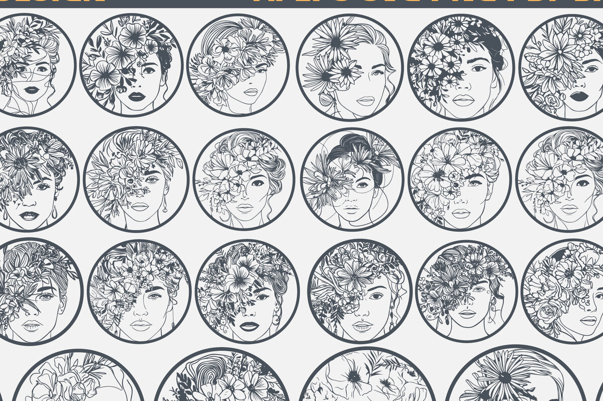 Intra απο ξύλο plywood  Χρώμα wenge 3mm-4mm πάχος - Πακέτο με φλοράλ γυναικείο πρόσωπο με λέιζερ Δίασταση 20x20 cm INTRAFABR-90921388