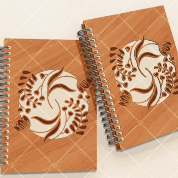 Intra απο ξύλο plywood  Χρώμα wenge 3mm-4mm πάχος - Floral Wood Journal Σετ 5 τεμ Δίασταση 20x20 cm INTRAFABR-21402018 - Image 1