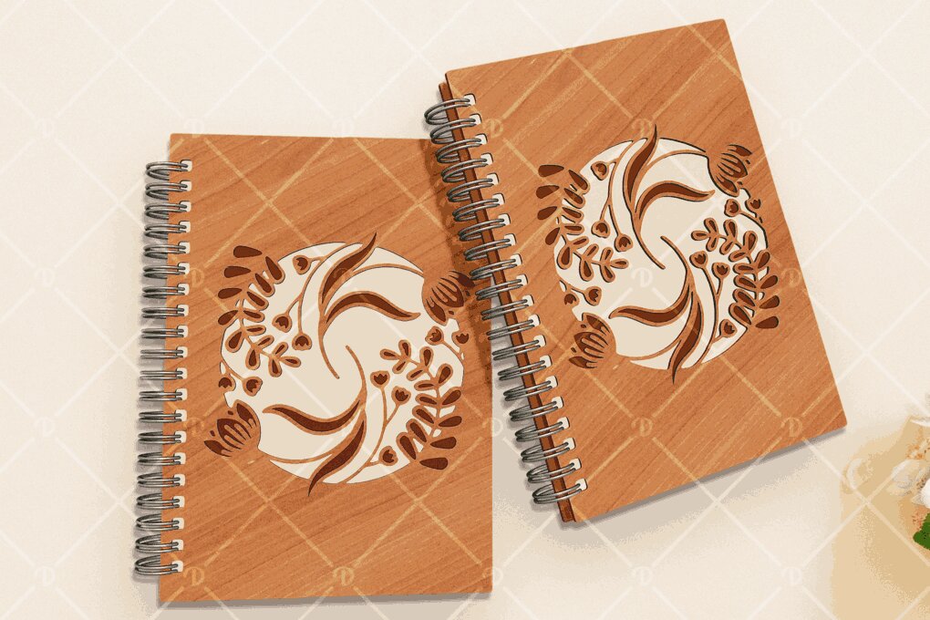 Intra απο ξύλο plywood  Χρώμα wenge 3mm-4mm πάχος - Floral Wood Journal Σετ 5 τεμ Δίασταση 20x20 cm INTRAFABR-21402018