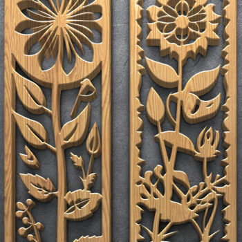 Intra απο ξύλο plywood  Χρώμα wenge 3mm-4mm πάχος - με λέιζερ πάνελ floral ξύλου Δίασταση 3200x7200 cm INTRAFABR-78617368 - Image 2