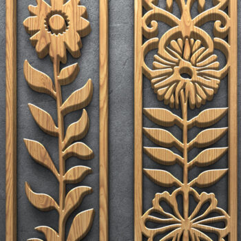 Intra απο ξύλο plywood  Χρώμα wenge 3mm-4mm πάχος - με λέιζερ πάνελ floral ξύλου Δίασταση 3200x7200 cm INTRAFABR-78617368 - Image 3