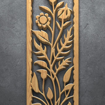 Intra απο ξύλο plywood  Χρώμα wenge 3mm-4mm πάχος - με λέιζερ πάνελ floral ξύλου Δίασταση 3200x7200 cm INTRAFABR-78617368 - Image 4