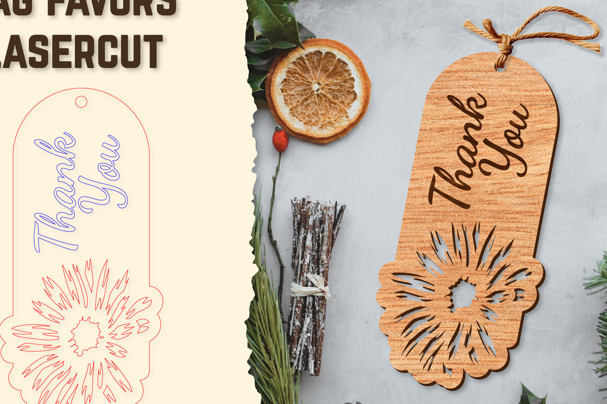 Intra απο ξύλο plywood  Χρώμα wenge 3mm-4mm πάχος - Floral Wood Tag Favors Lasercut Δίασταση 20x20 cm INTRAFABR-79291571