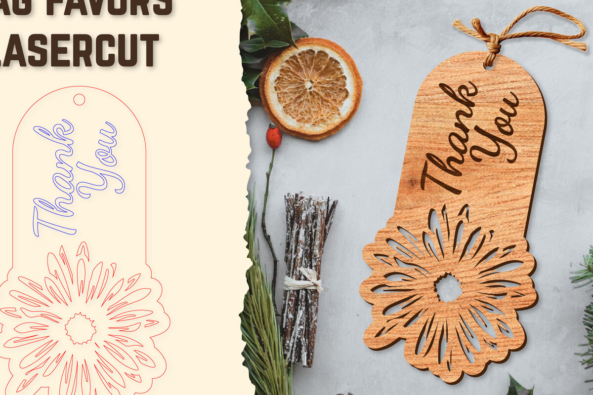 Intra απο ξύλο plywood  Χρώμα wenge 3mm-4mm πάχος - Floral Wood Tag Favors Lasercut Δίασταση 20x20 cm INTRAFABR-80871999